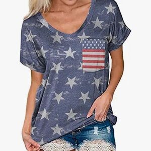Women's Blue Star Print Top